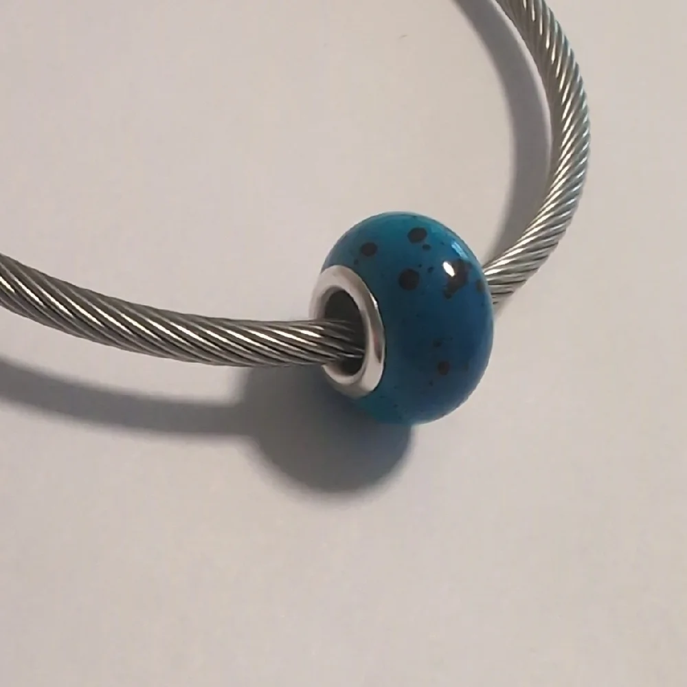 Blue And Black‎ Splattered Charm for Pandora Style Bracelet